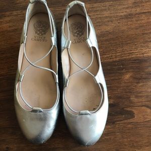 Vince Camuto silver flats